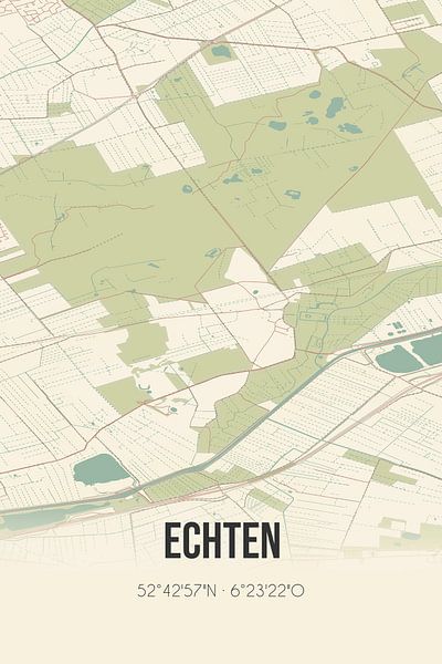 Carte ancienne d'Echten (Drenthe) par Affiches de lieux