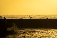 Surfeur courant vers le surf à Scheveningen