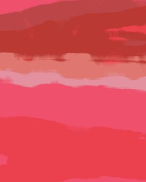 Kleurrijk huis. Abstract landschapsschilderij in roze, rood, bruin, lichtpaars van Dina Dankers
