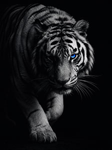 White Tiger with Piercing Blue Eye