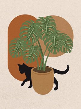 Minimal art kat achter potplant van RickyAP