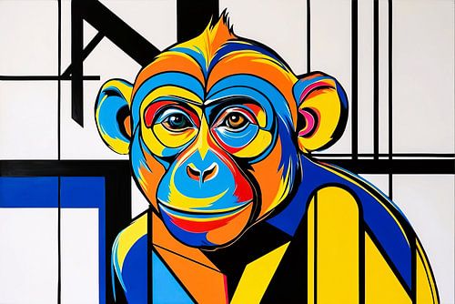 Kleurrijk geometrisch apenportret