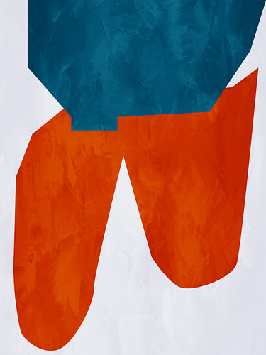 Minimalistische abstracte kunst met organische vormen in warme, kleurrijke tinten.