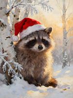 Weihnachten unter den Birkenbäumen - Waschbär