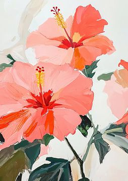 Floral Botanical Hibiscus Red Fauvism