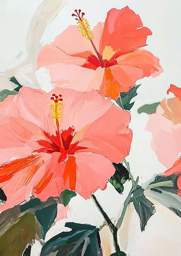 Bloemen Botanisch Hibiscus Rood Fauvisme