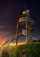 The stairs at Lelystad Airport in the night