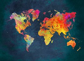 Weltkarte blaue Farben #Karte von JBJart Justyna Jaszke