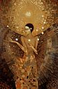 Elegant woman immortalised in bronze mosaic and pointillism by Digitale Schilderijen thumbnail
