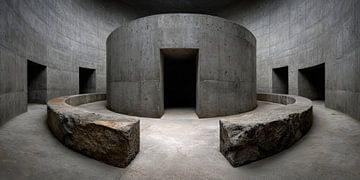 Zentralraum aus Beton und Stein von Klaus Tesching - Art-AI