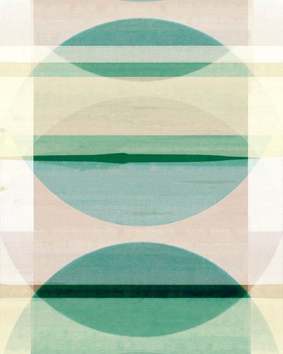 Abstracte Bauhaus Vormen Geometrie Beige Groen