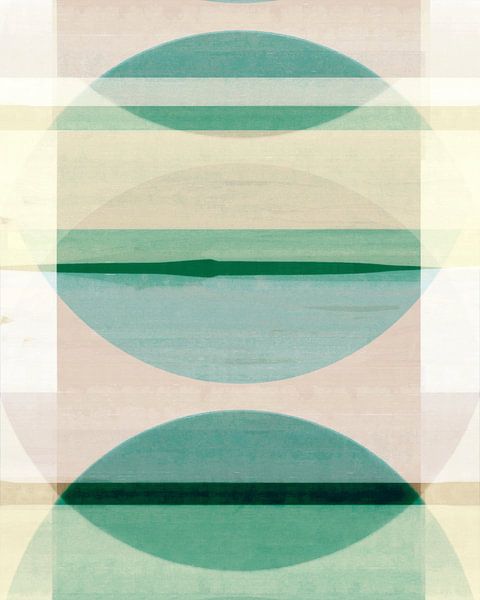 Abstrakte Bauhaus Formen Geometrie Beige Grün von FRESH Fine Art