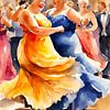 2 dames sociables pratiquant la danse de salon sur De gezellige Dames