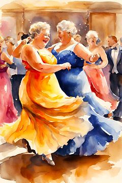2 sociable ladies doing ballroom dancing by De gezellige Dames