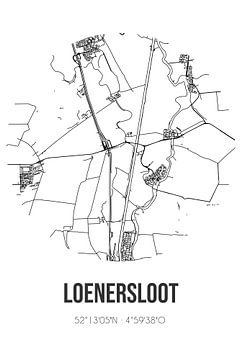 Loenersloot (Utrecht) | Karte | Schwarz und Weiß von Rezona