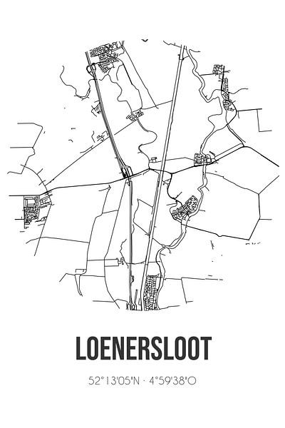 Loenersloot (Utrecht) | Map | Black and white by Prints of Place