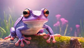 Purple frog in nature