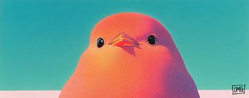 Roze Vogel | Peek-a-Boo Plumage van OMG Art