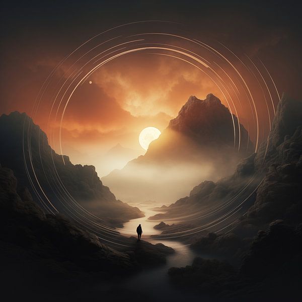 Jardin zen (4) - Montagnes du coucher du soleil par Ralf van de Sand