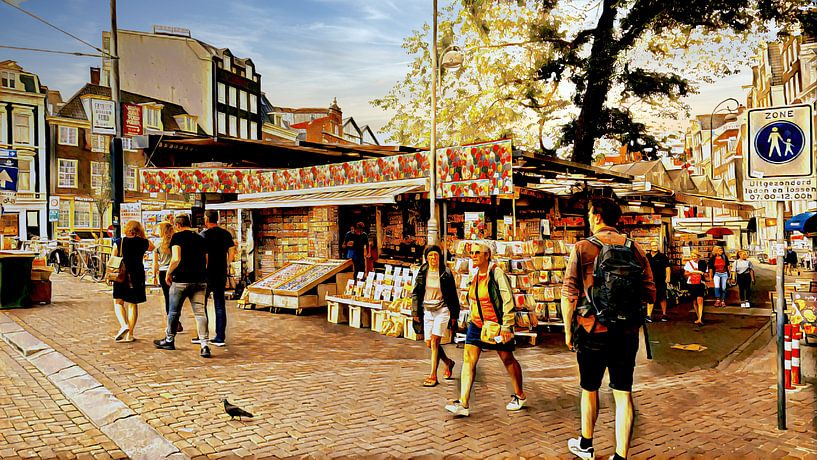 Bloemenmarkt Amsterdam van Digital Art Nederland