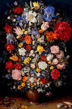 Vase de fleurs avec bijou, pièces de monnaie et coquillages, Jan Brueghel de Oude