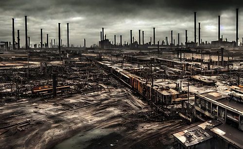 Dystopisch industrieel landschap