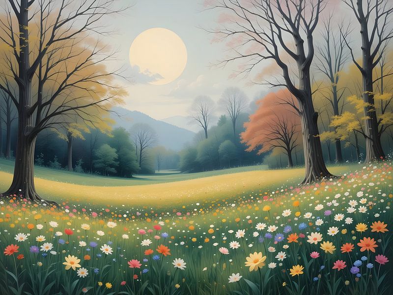 Moonlight in the meadow by HorizonArtistry