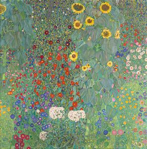 Boerderijtuin met zonnebloemen, Gustav Klimt