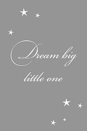 Dream Big Little One – Inscription pour chambre de bébé en gris sur Sandra Hazes