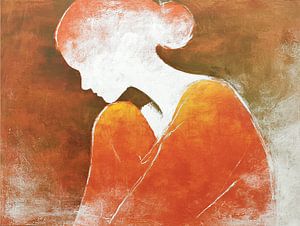 Frau mit orangefarbenem Schatten