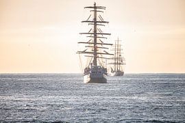 Große Seidenschiffe in der untergehenden Sonne von Brian Morgan