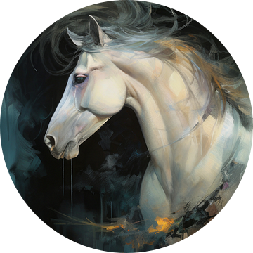 Wit paard in de wind van Studio Allee