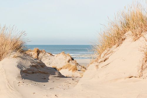 Zicht op zee tussen de duinen van Terschelling