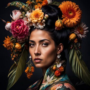 Bloeiende Schoonheid: Latino vrouw van Mellow Art