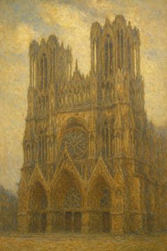 Die Kathedrale von Reims in Morgengold - von Monet inspirierte gotische Architektur von Travel Shop