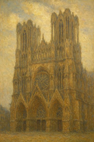 Reims Cathedral in Morning Gold – Monet-Inspired Gothic Architecture by Travel Shop