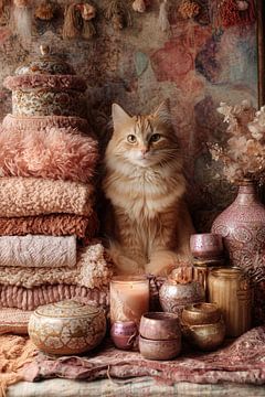 Pastel Cat - Soft Boho Chic Painting by Joriali photography and paintings