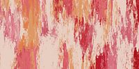 Ikat zijden stof. Abstracte moderne kunst in warm geel, roze, rood van Dina Dankers thumbnail