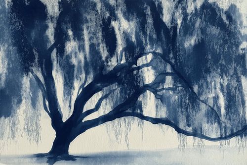 Silhouette des Banyanbaum-Blätterdachs