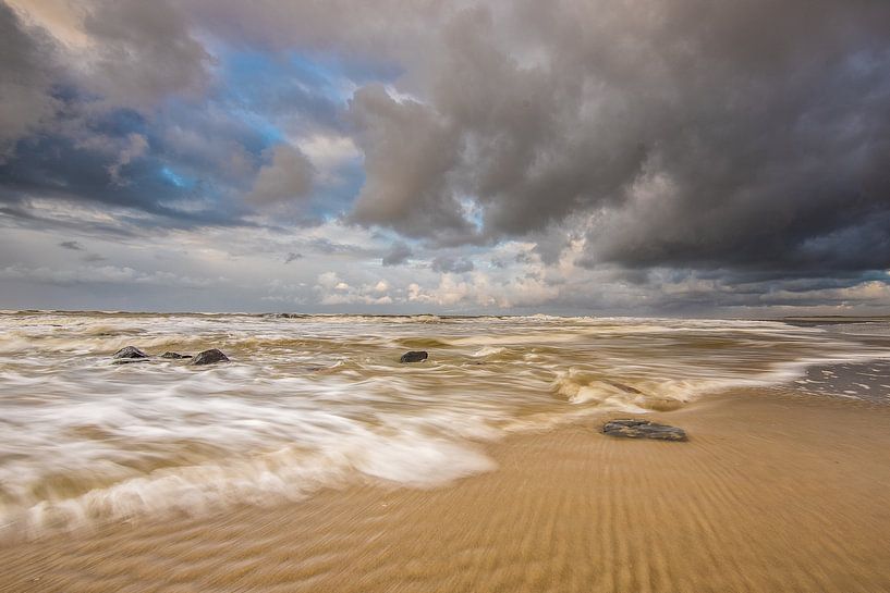 Rough sea and clouds along the coast of Zeeland! by Peter Haastrecht, van