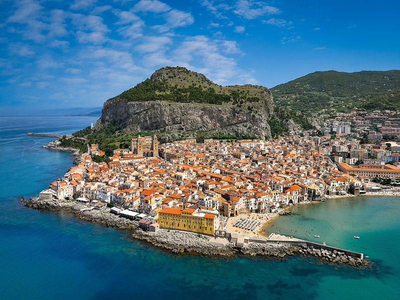 Aerial view of Cefalu, Sicily, Italy by Michael Abid