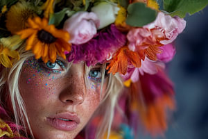 Kunst Frau mit Blumen