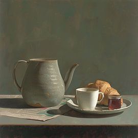 Breakfast | Early Tea and News Time by Art Whims