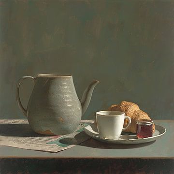 Ontbijt | Early Tea and News Time van Kunst Kriebels