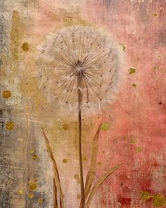 Goud en roze rustieke paardenbloem abstracts