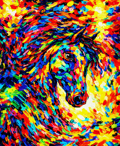 Rainbow Horse – Vivid Color Explosion Portrait