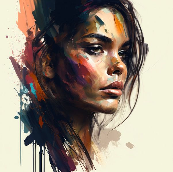 Portrait abstrait coloré par Carla Van Iersel