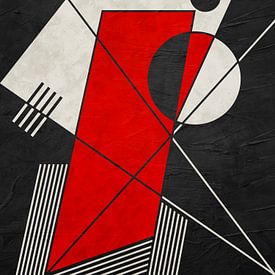 Geometrisch abstracte kunst, rode, beige en zwarte tinten van Online Arts