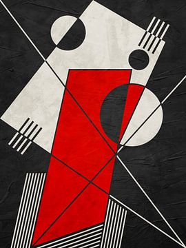 Geometrisch abstracte kunst, rode, beige en zwarte tinten van Online Arts