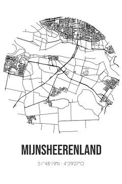 Mijnsheerenland (Zuid-Holland) | Landkaart | Zwart-wit van Rezona